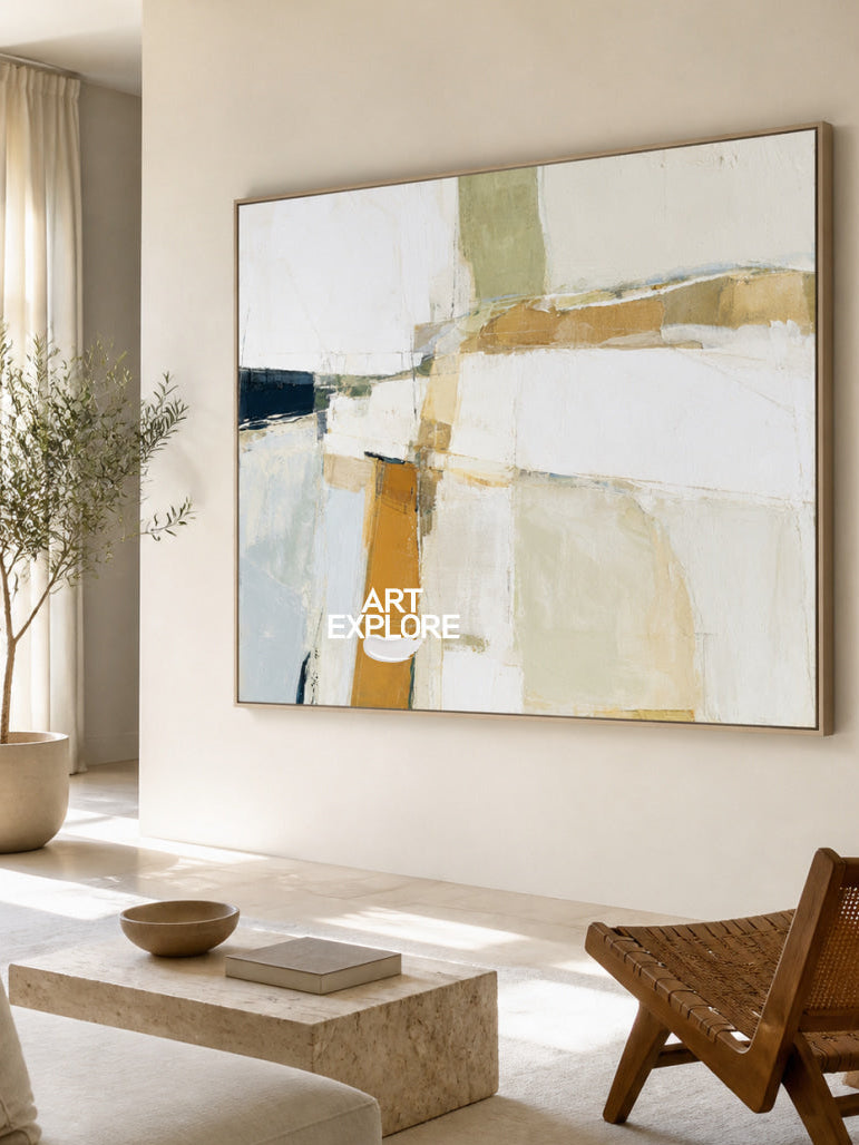 Minimalist Geometric Abstract Art With Textured Finish For Modern Decor