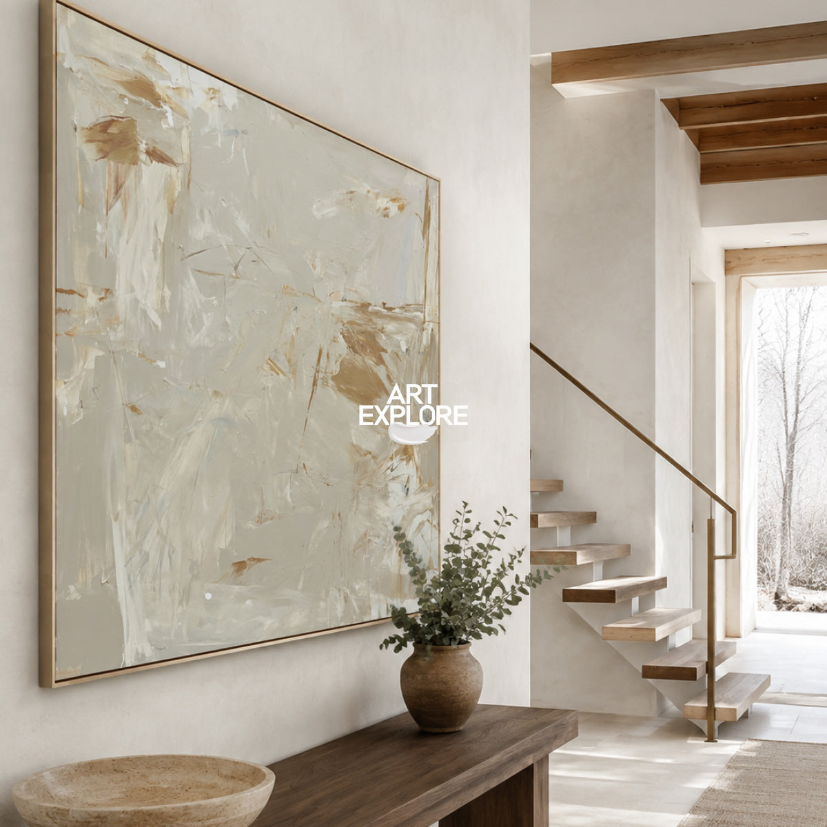 Abstract Grey And Brown Canvas Painting Hand-Painted Wall Art