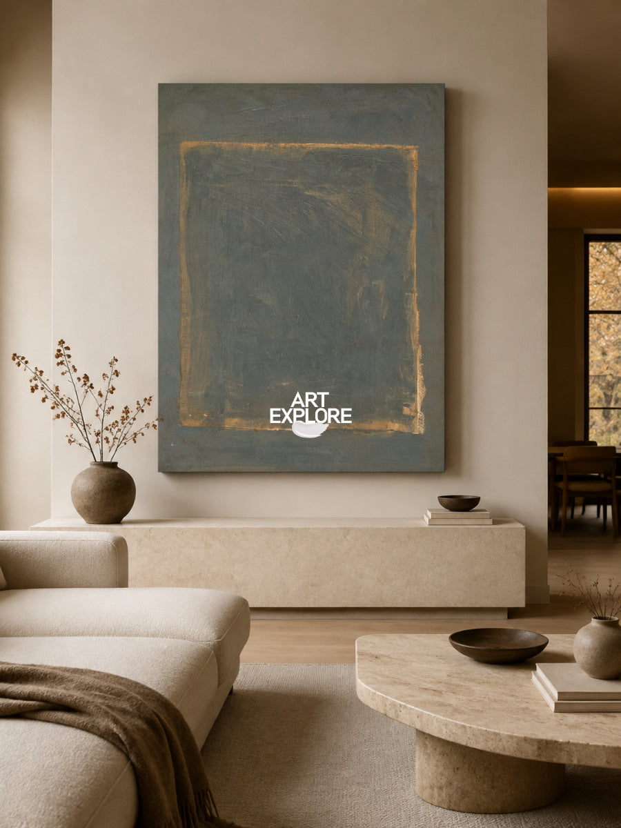 Modern Minimalist Abstract Art Brown Gray Tones Original Handmade Canvas Decor