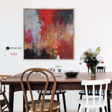Modern Colorful Canvas Painting Red Tone Abstract Art Painting Red Square Canvas Painting