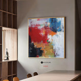 Red Abstract Canvas Art Modern Colorful Canvas Painting Red Square Canvas Painting