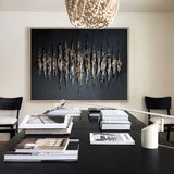 Black And Gold Abstract Painting Plaster Canvas Wall Art Modern Abstract Art Canvas Wall Art