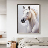 Modern White Horse Painting White Wild Horse Wall Art White Horse Canvas Artworks