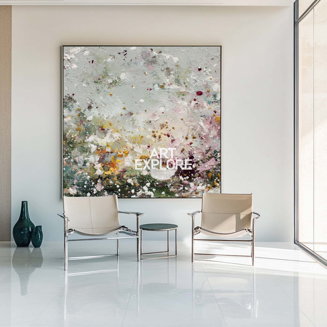 Natural Sage Green Textured Abstract Art for Large Spaces – ArtExplore
