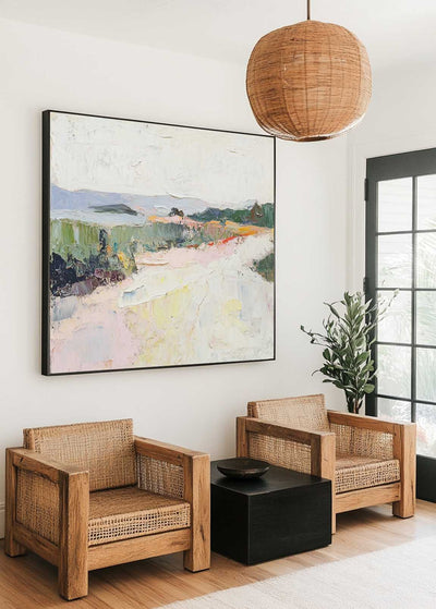 Natural Scenery Painting Beige Texture Landscape Livingroom Wall Art Luxury Modern Abstract Painting