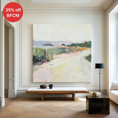 Natural Scenery Painting Beige Texture Landscape Livingroom Wall Art Luxury Modern Abstract Painting