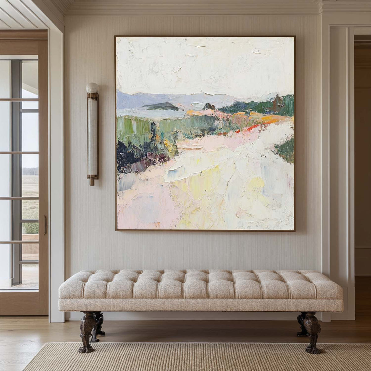 Natural Scenery Painting Beige Texture Landscape Livingroom Wall Art Luxury Modern Abstract Painting