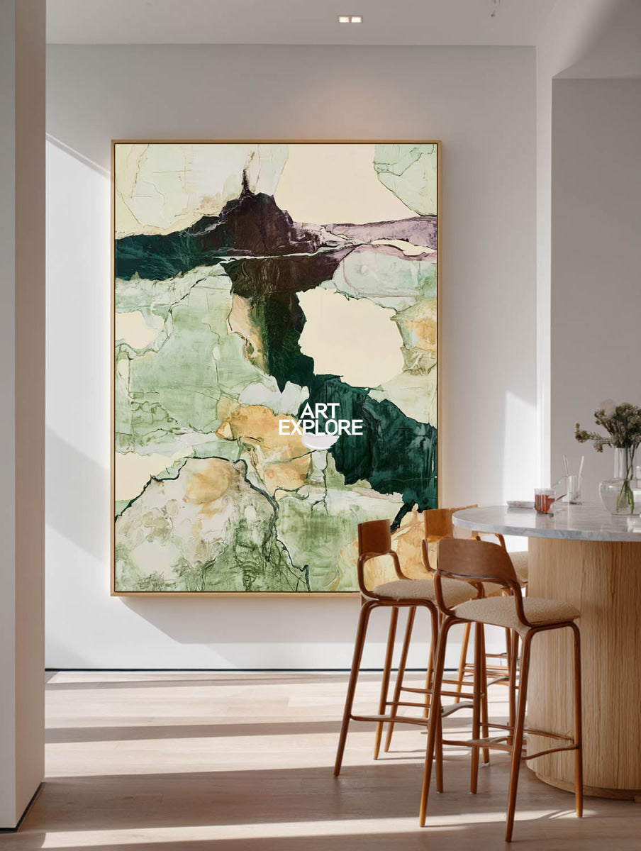 Abstract Green Landscape Canvas Painting Hand-Painted Wall Art For Modern Home