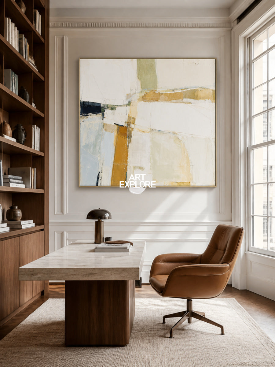 Minimalist Geometric Abstract Art With Textured Finish For Modern Decor