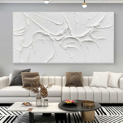 White Minimalist Canvas Art Minimalist Painting White Modern Canvas Art Large Artwork
