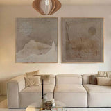 Wabi-Sabi Brown Plaster Painting Abstract Art 2 Pieces Minimalist Painting Set of 2 Plaster Painting
