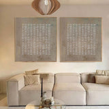 Wabi-Sabi Set of 2 Brown plaster abstract art 2 piece minimalist painting plaster canvas wall art