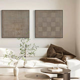 Wabi-sabi Set of 2 Brown Plaster Painting Brown Plaster Minimalist Diptych Textured Painting