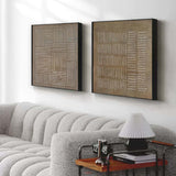 Japandi Set of 2 Brown Plaster Painting Brown Plaster Minimalist Diptych Textured Painting
