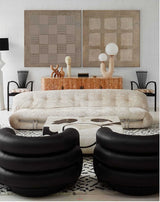 Wabi-Sabi Brown Abstract Art 2 Pieces Minimalist Painting Plaster Painting Square Framed Art