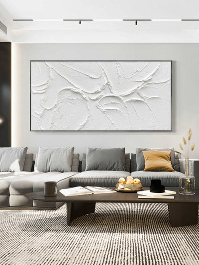 White Minimalist Canvas Art Minimalist Painting White Modern Canvas Art Large Artwork