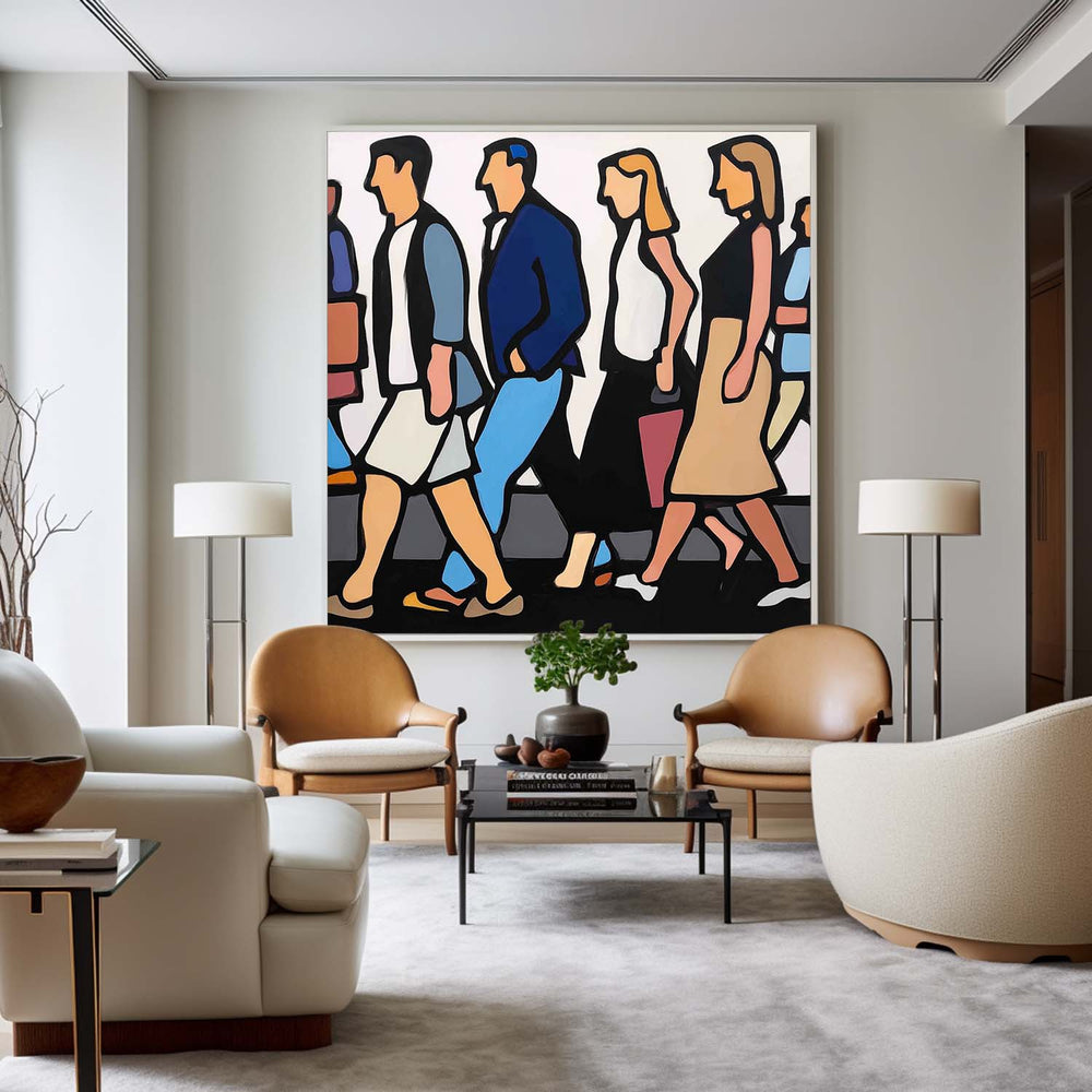 Original Handmade City Walkers Artwork – Modern Pop Art Canvas for Home or Office Walls