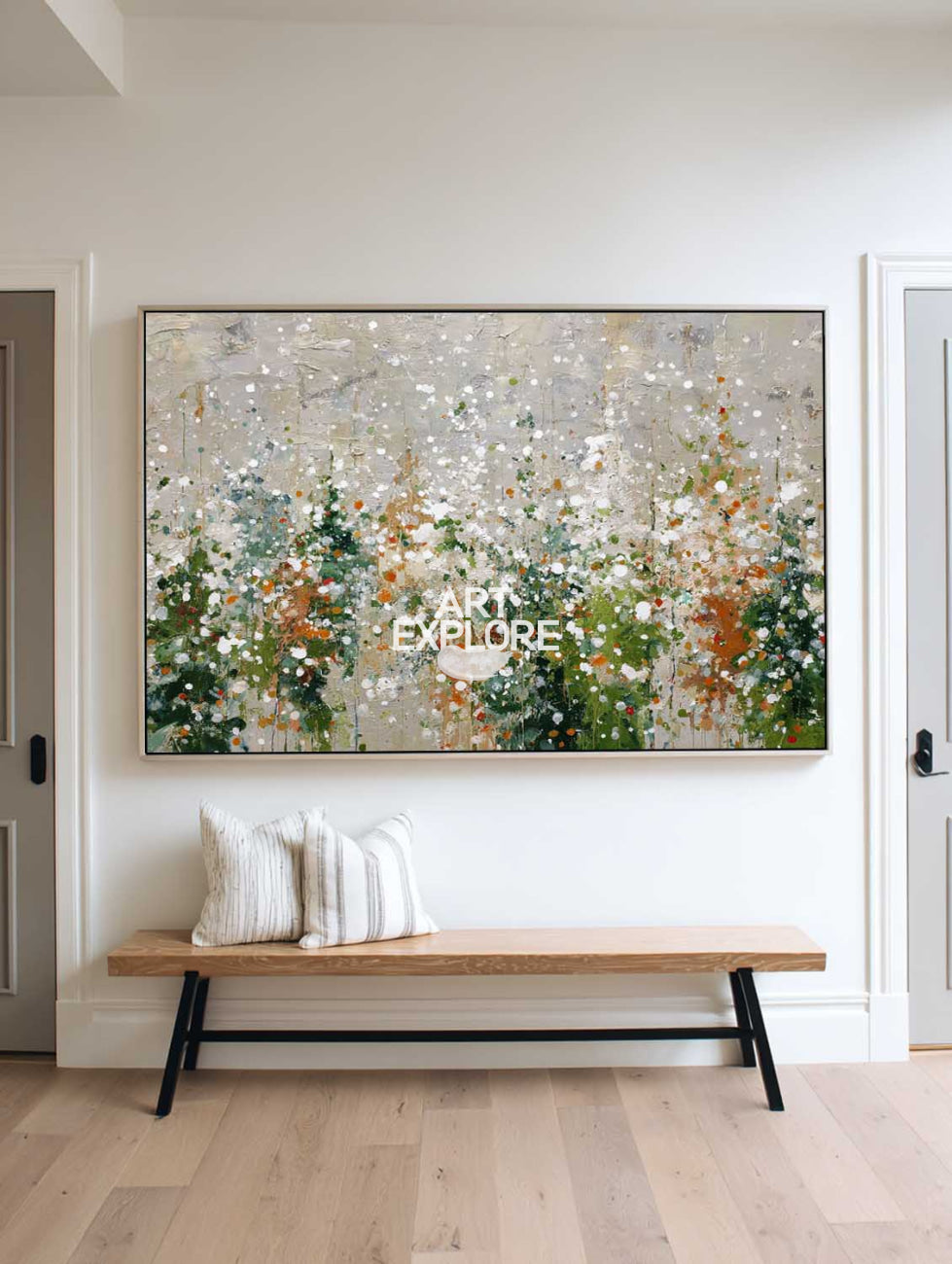 Original Sage Green Abstract Textured Oil Painting for Large Spaces | ArtExplore