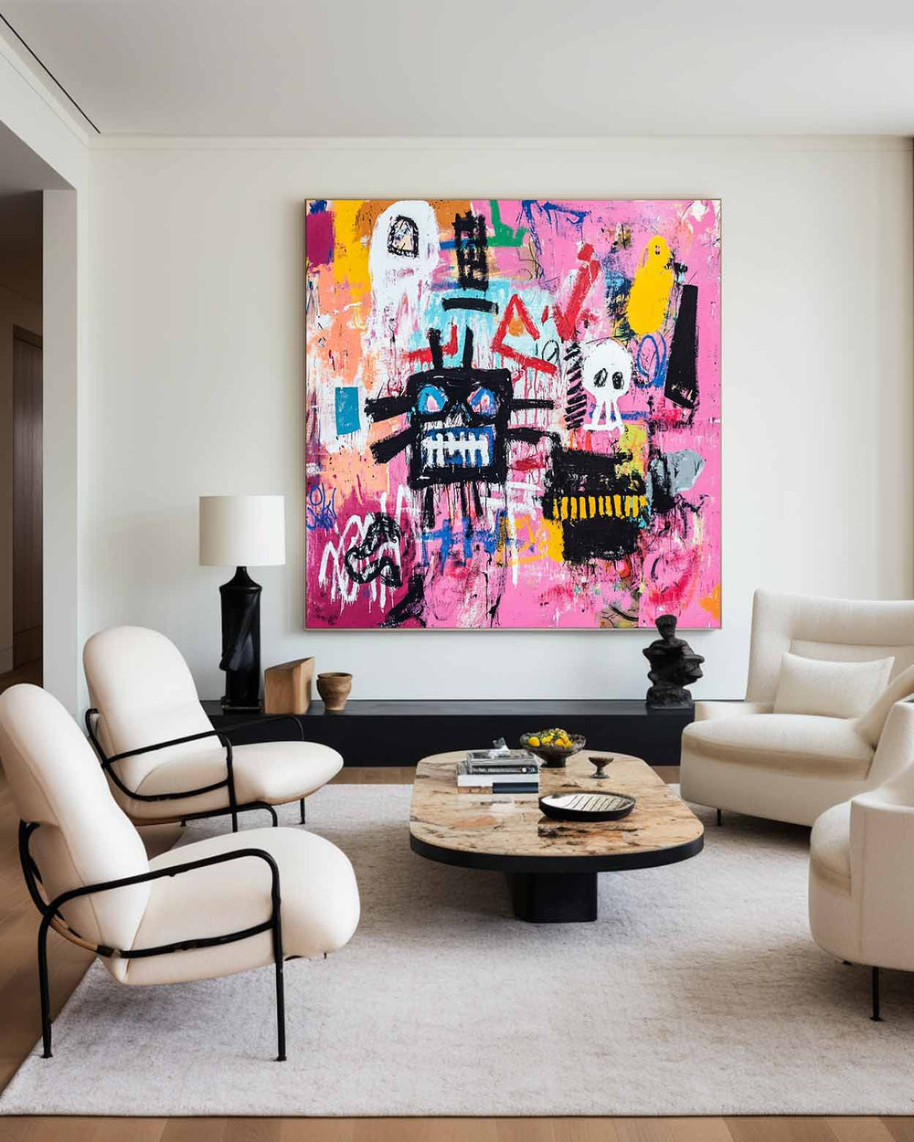 Oversized Abstract Graffiti Canvas Art | Modern Statement Piece with Rich Textures for Livingroom