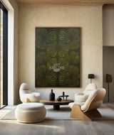Oversized Dark Green Boho Flower Art for Modern Home Walls | ArtExplore