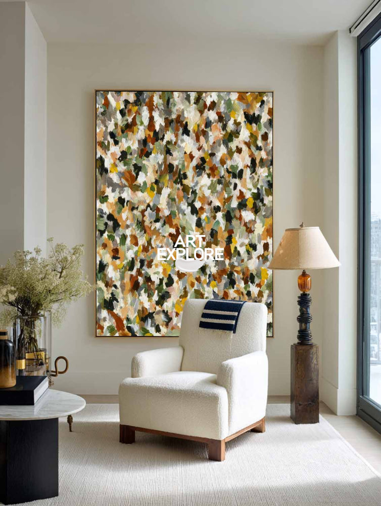 Oversized Earth-Rooted Painting Hand-Drawn Luxury Wall Art
