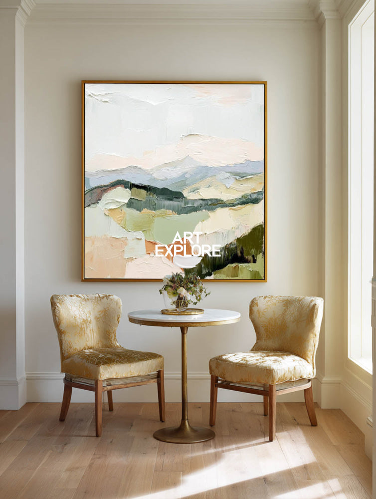 Oversized Terracotta Modern Nature Painting Custom Minimalist Wall Decor