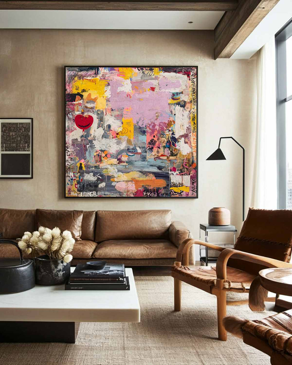 Pink Texture Graffiti Abstract Art – Large Handmade Oil Painting for Modern Homes | ArtExplore