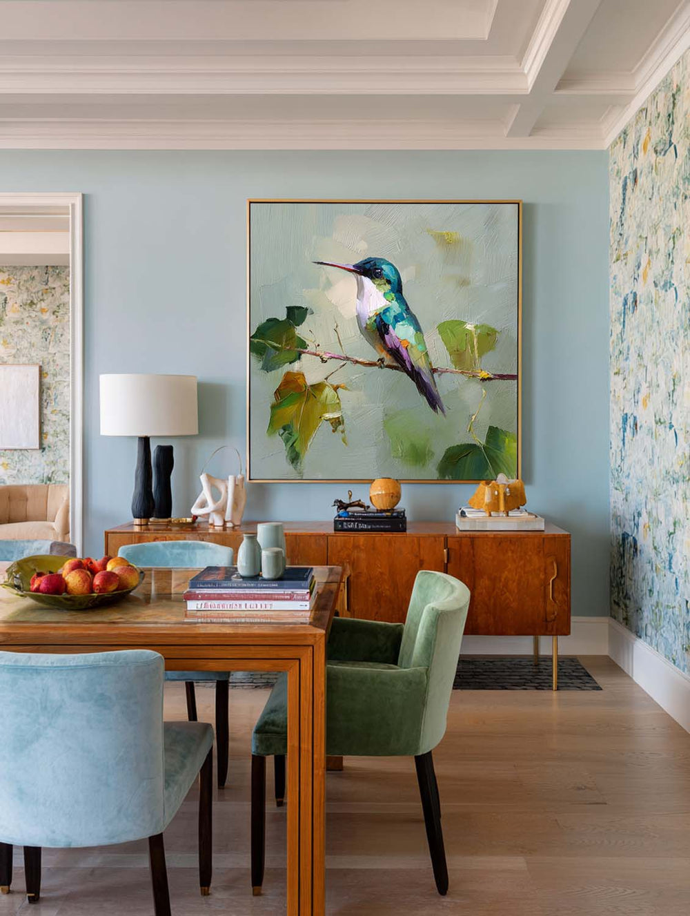 Realistic Hummingbird Oil Painting | Square Large Texture Canvas by ArtExplore