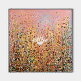 Rose Horizon: Large Square Hand-Painted Pink Floral Abstract Art For Livingroom | ArtExplore