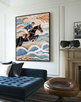 Royal Horse Artwork | Large Blue Textured Oil Painting for Wall Decor ArtExplore