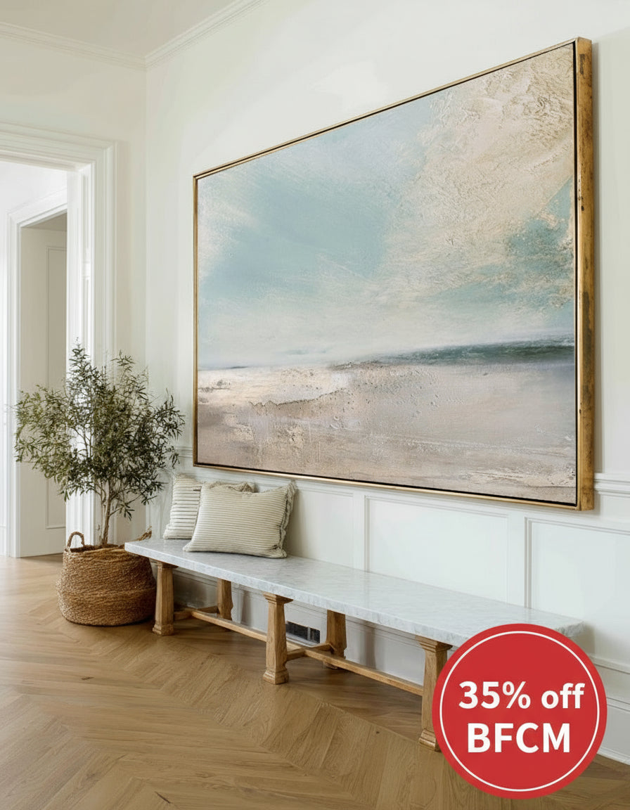 Serene Beach Landscape Oil Painting | Handmade Textured Wall Art | ArtExplore