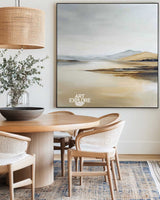 Serene Beige Oasis Wall Art, Large Modern Textured Oil Painting – ArtExplore