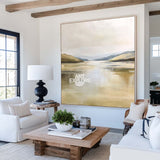 Serene Beige Oasis Wall Art for Large Cozy Spaces, Oil on Canvas – ArtExplore