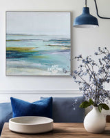 Serene Blue River Landscape Painting for Large Cozy Spaces – ArtExplore