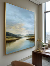 Serene Blue Waters Landscape Art, Modern Textured Oil Painting – ArtExplore