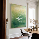 Serene Green Field Canvas Art – Large Vertical Oil Painting for Dining Room | ArtExplore