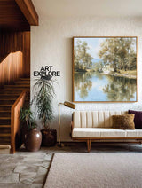 Serene Lake & Forest Oil Canvas Art, Large Wall Decor Piece – ArtExplore