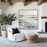 Serene Lake Landscape Painting | Minimalist Texture Wall Decor ArtExplore