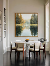 Serene Landscape Canvas – Forest Reflection Minimalist Artwork | ArtExplore