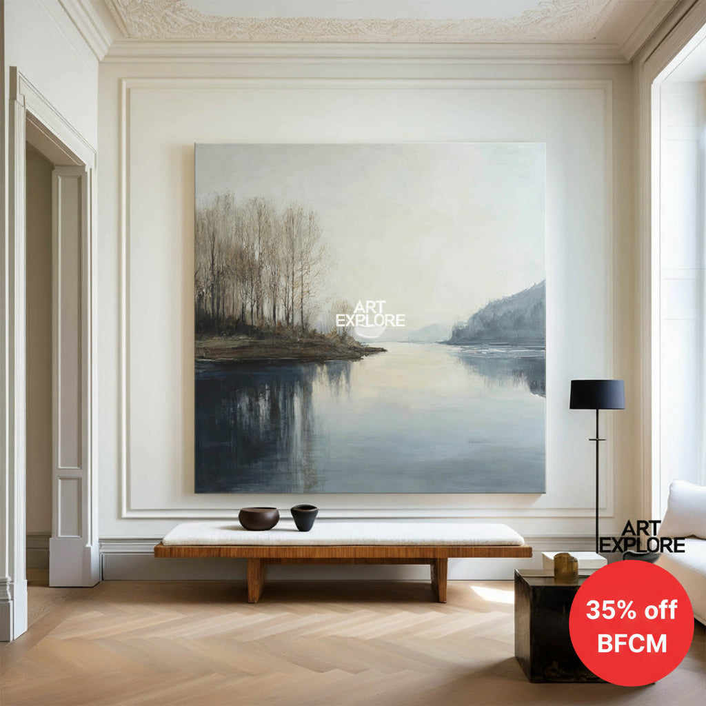 Serene River Valley Painting for Modern Living Room Wall – ArtExplore