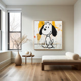 Extra Large Snoopy Graffiti Oil Painting Snoopy Graffiti Wall Art Modern Texture Snoopy Canvas Art