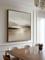 Soft Beige Lake Landscape Art | Large Square Textured Canvas ArtExplore