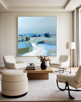 Soft Blue Scenery Abstract Painting for Living Room & Hotel – ArtExplore