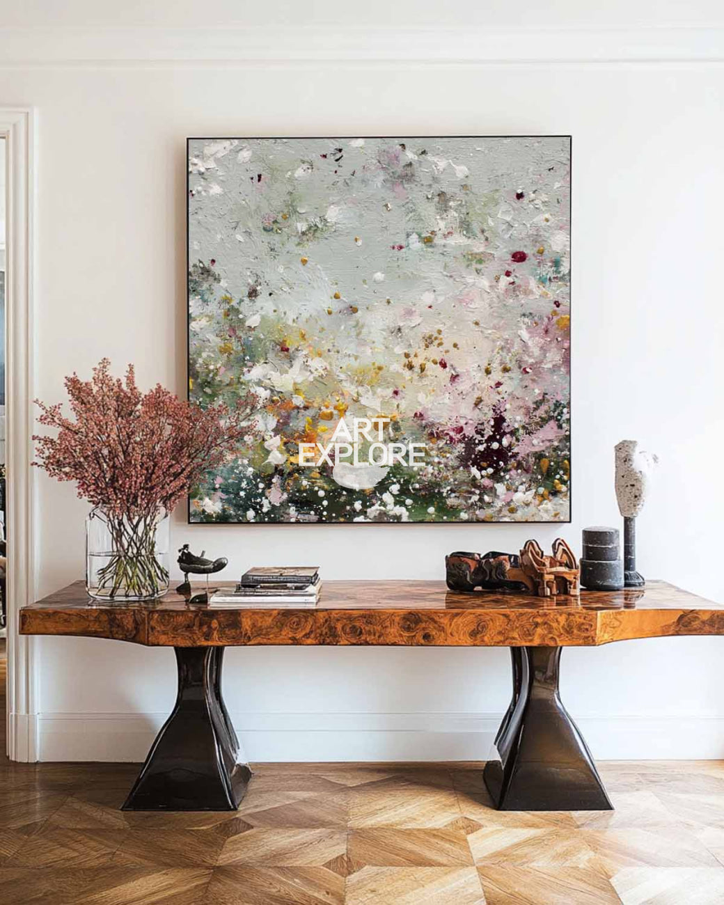 Soft Green Abstract Painting for Bedroom & Lounge, Handmade – ArtExplore
