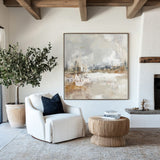 Soft Haze Landscape Canvas | Minimalist Beige Texture ArtExplore