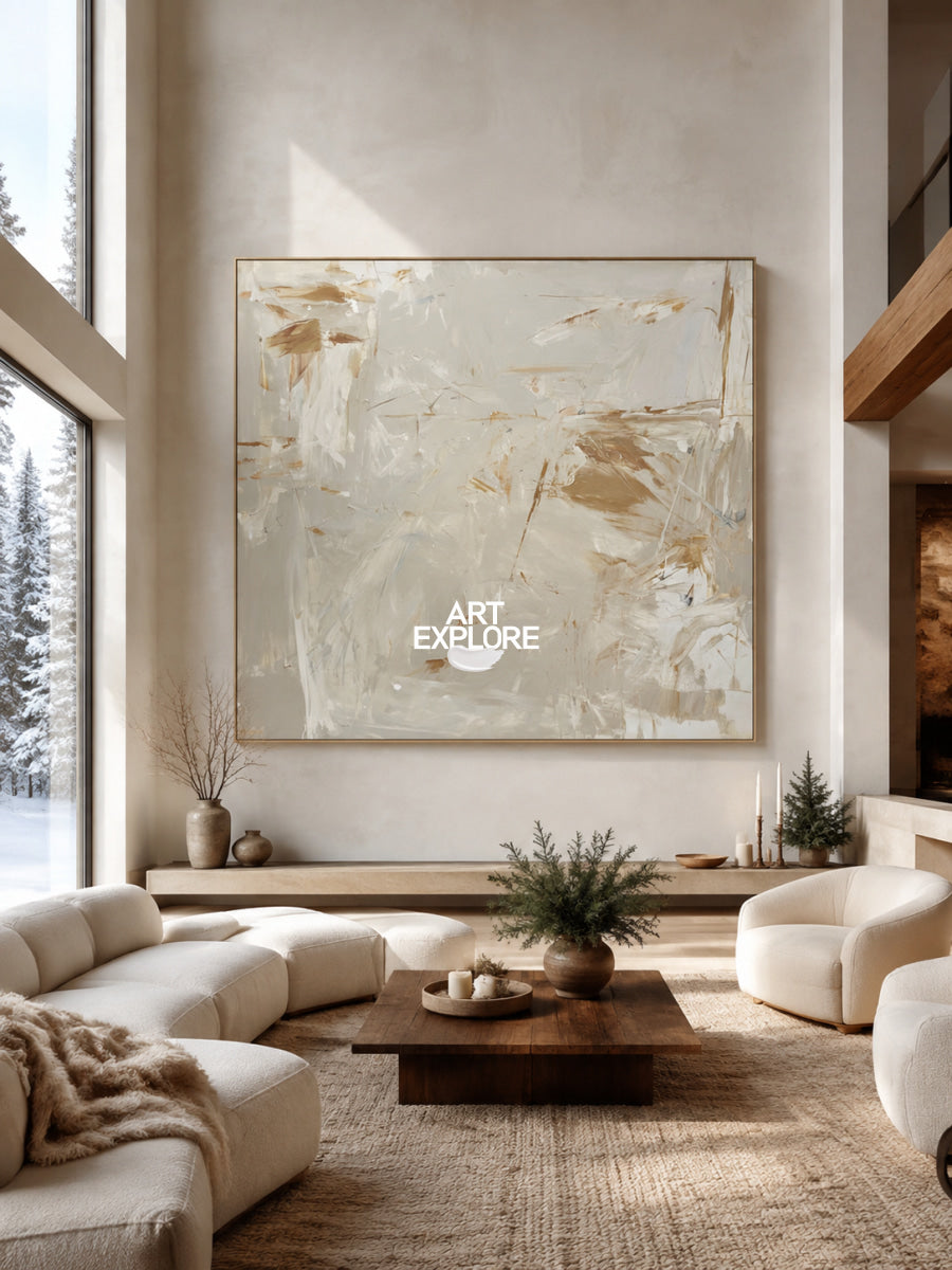 Abstract Grey And Brown Canvas Painting Hand-Painted Wall Art