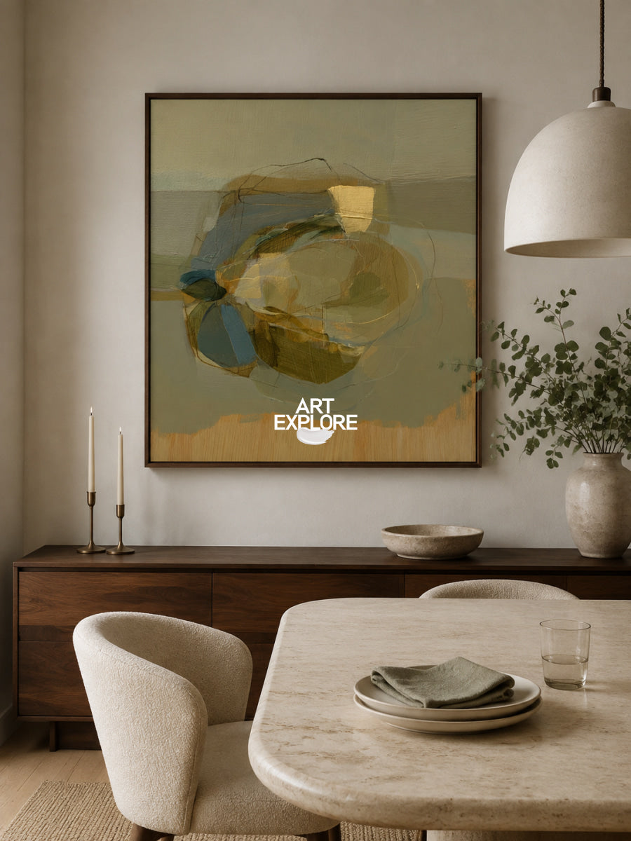 Modern Minimalist Wall Art For Living Room Green Abstract Decor