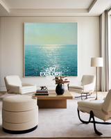 Sparkling Blue Sea Painting – Square Canvas for Hotel or Dining Space | ArtExplore