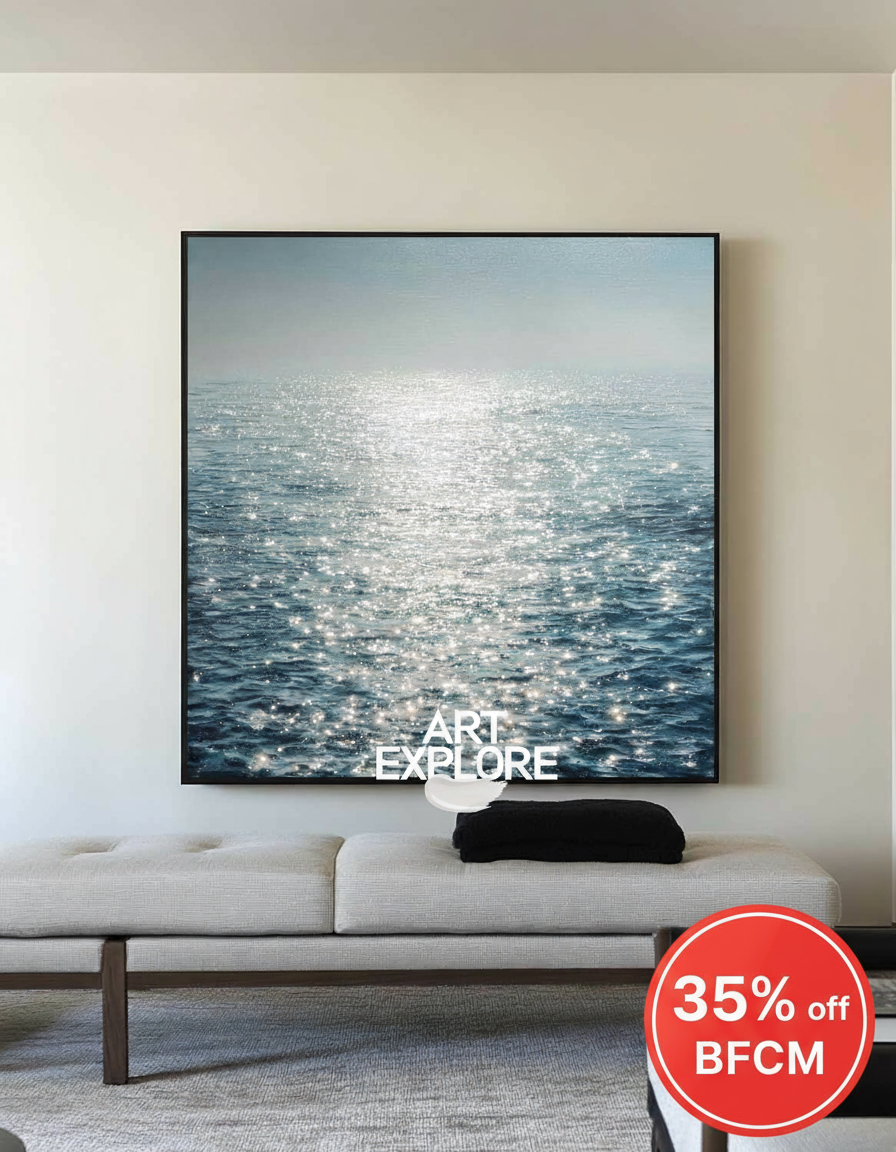 Sparkling Sea Oil Painting on Canvas for Modern Living Room - ArtExplore