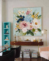 Spring Bloom Square Floral Oil Painting Handmade Large ArtExplore